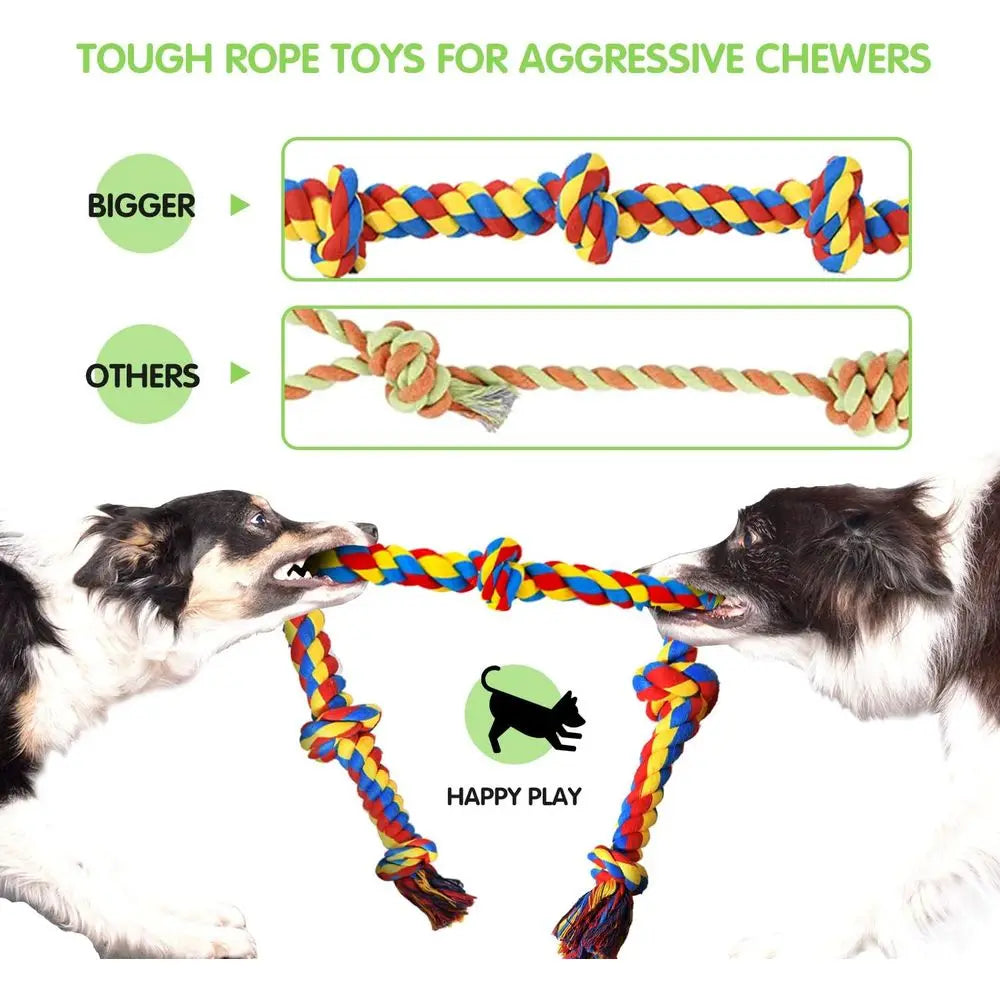 Large Tough Chew Toys for Aggressive Chewers Large Breed, Heavy Duty Dental Rope Toys Kit for Medium Dogs, 5 Knots Indestructibl