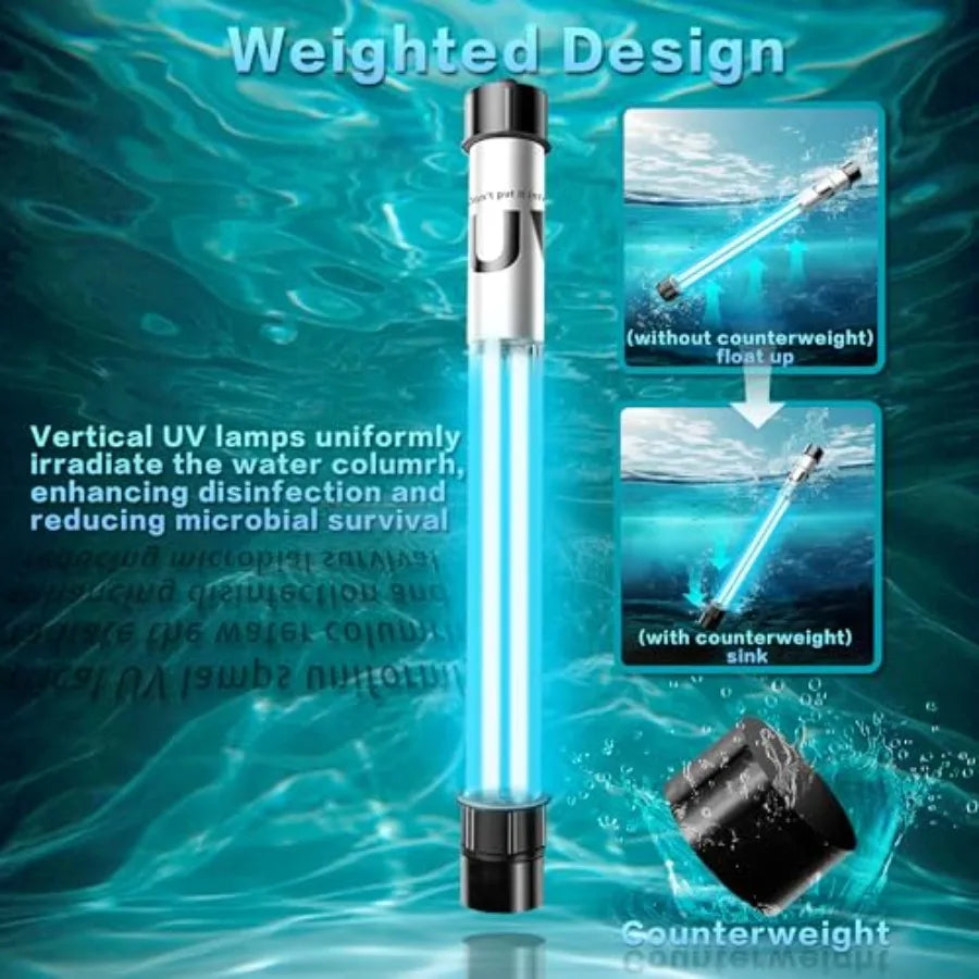 Pond UV Light 100-1200 Gallon, Aquarium UV Light, UV Water Clarifier for Koi Pond, Cold Plunge, Aquarium, Swimming Pool, Spa an