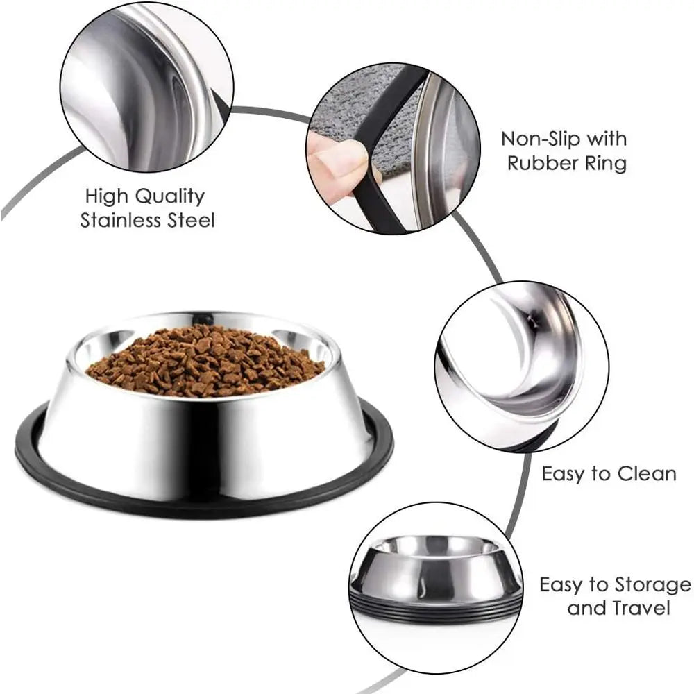 Stainless Steel Dog Bowls, 1 Cup/8oz Cat Bowl Water and Food with Rubber Base, Pet Bowls for Small Dogs, Cats, Puppy, Rabbit and