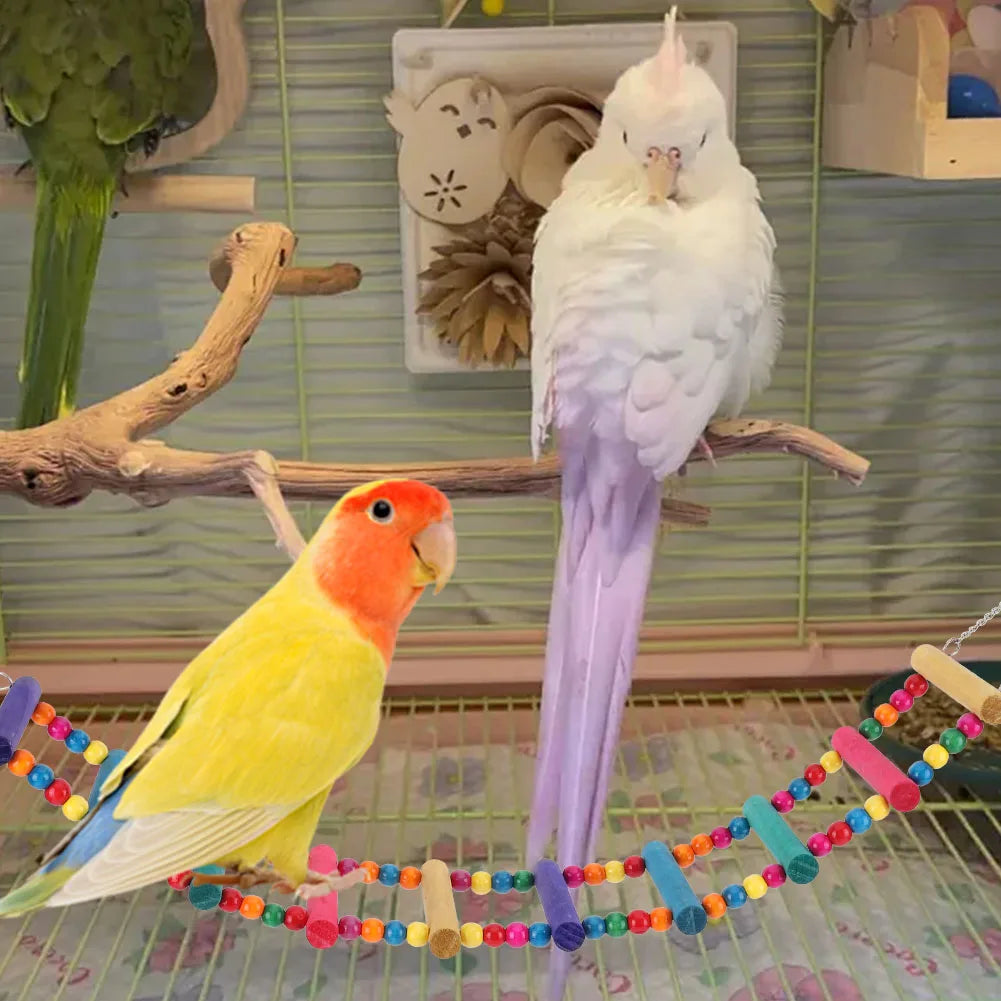 10PCS Bird Toys Set Small Parrot Hanging Hammock Swing Hanging Standing Chewing Toy Bird Perch Stand Bird Cage Accessories