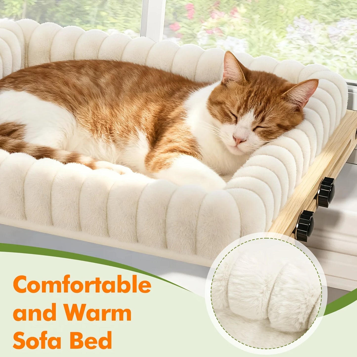 Cat Window Perch, Cat Hammock for Window Sill - 3-in-1 Cat Window Perch Hammock Bedside Bed with Plush Nest, for Small And Medium Cats