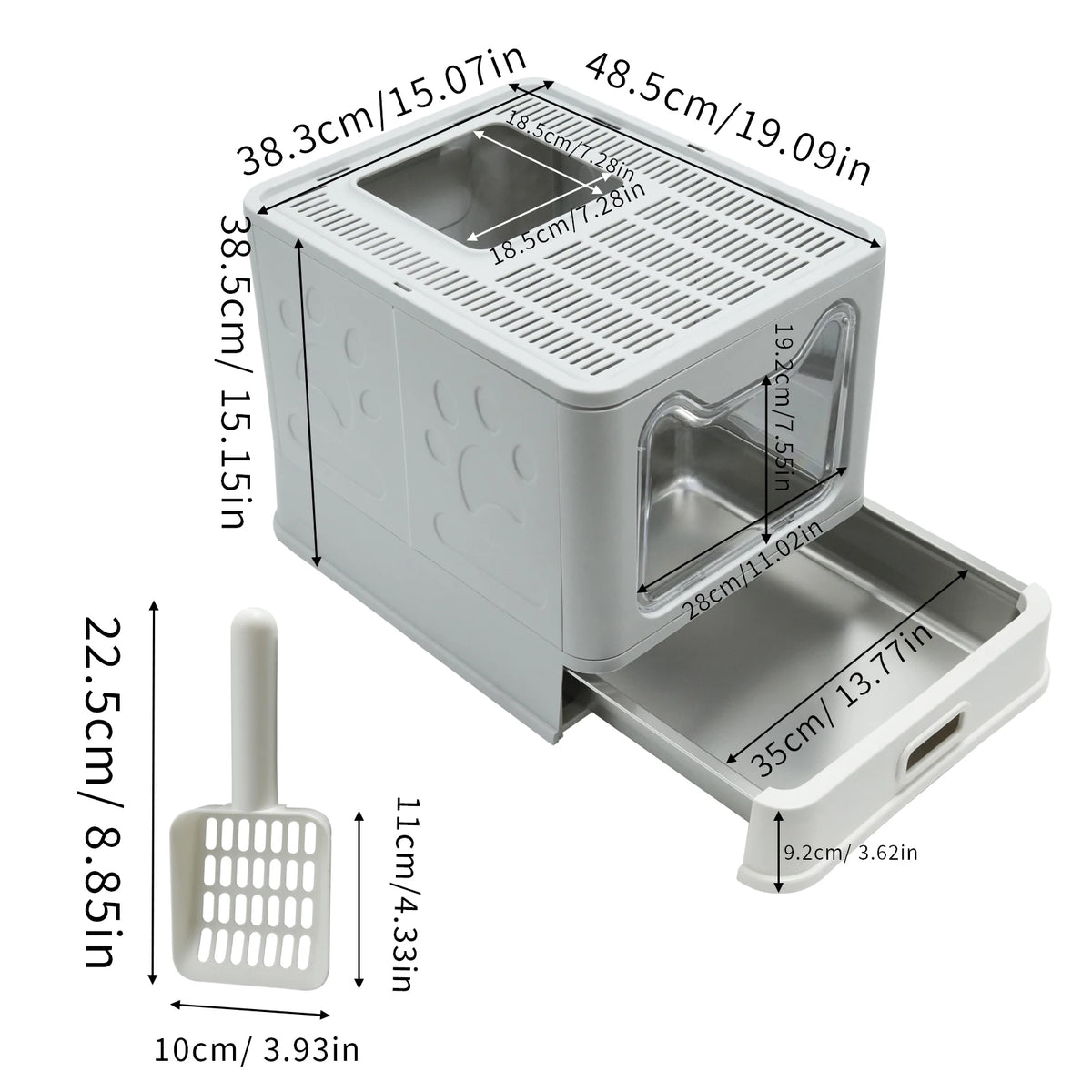 Stainless Steel Enclosed Cat Litter Box With Lid Top Entry