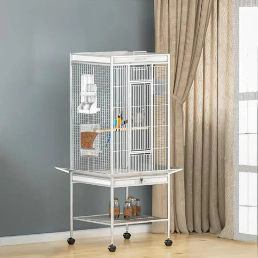 No Mess Bird Feeder Water Dispenser Set, Parakeet Cage Accessories, Bird Feeder and Waterers in Cage for Cockatiels, Finches, L