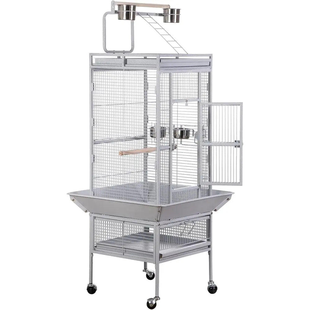 61-inch Large Parrot Cockatiel Bird Cages with Wrought Iron Play Top, Aviary with Rolling Stand or Sun ParaConure Lovebird Budgi