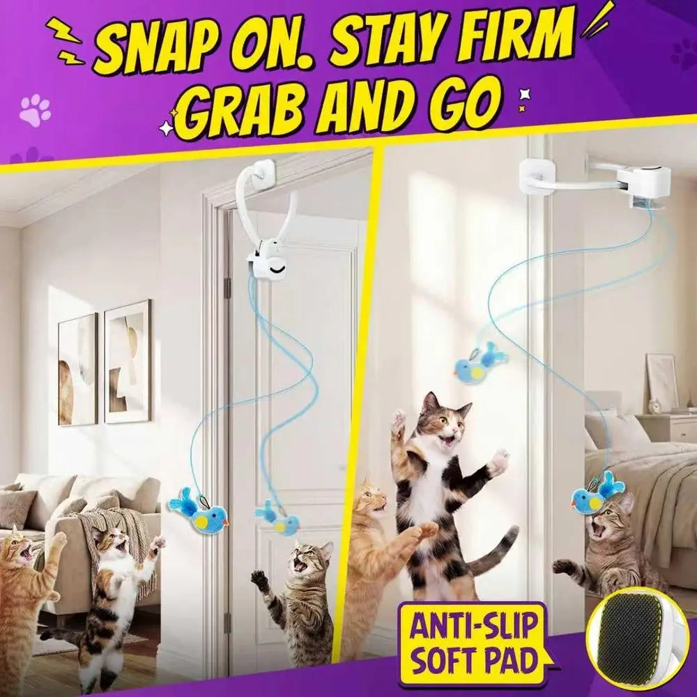 Interactive Cat Toys Indoor Cats: Automatic Lying Bird Wand Chase Exercise Enrichment Stimulation, USB Rechargeable Durable Safe