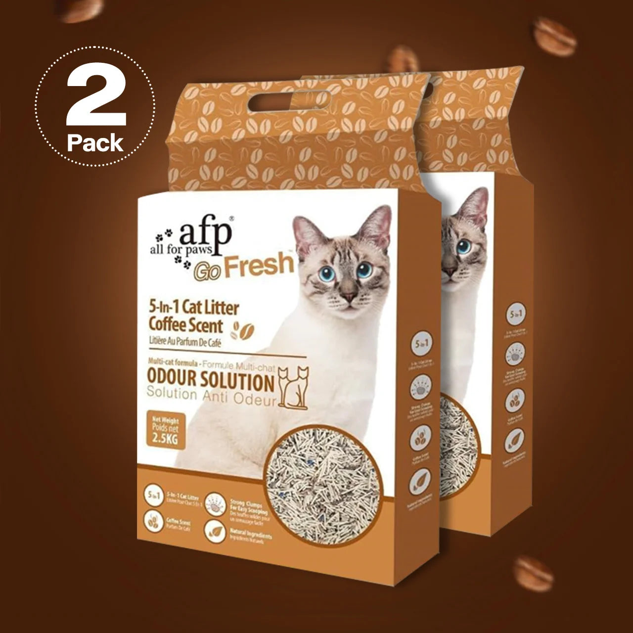 AFP Tofu Cat Litter With Coffee Flavor 5.5L For Each Pack Low Dust Quick Clumping Odor Control & Unscented Non-Toxic Coffee Scented Cat Litter