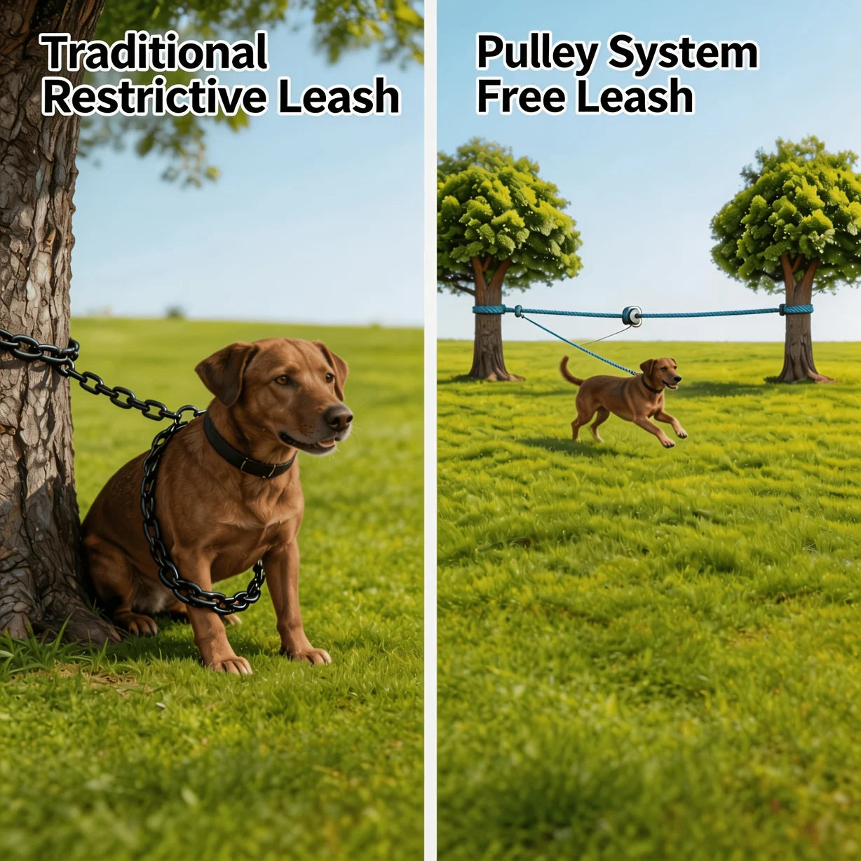 Dog Tie-out Cable for Camping, 50/75/100ft Portable Overhead Trolley System W/ Reflective Design, up to 200lbs, Dog Lead for Yard, Camping, Parks, Orange/Green/Blue