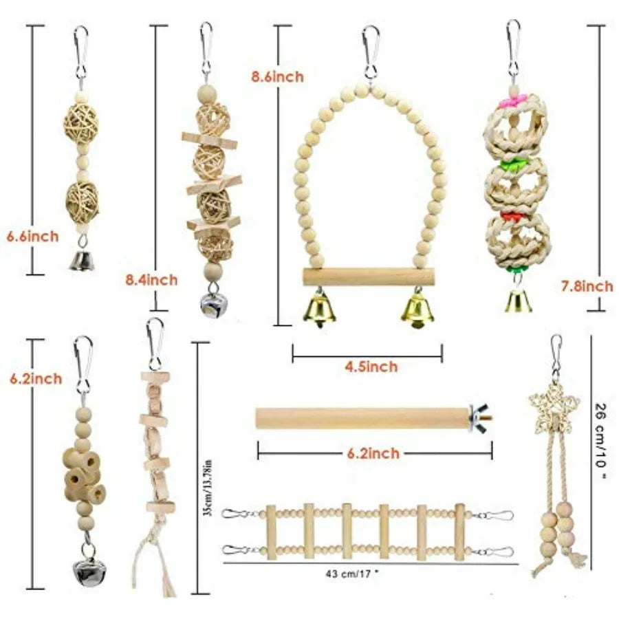 Parrot Swing Toys Chewing Perch Hammock Ladder Bird Cage Toys