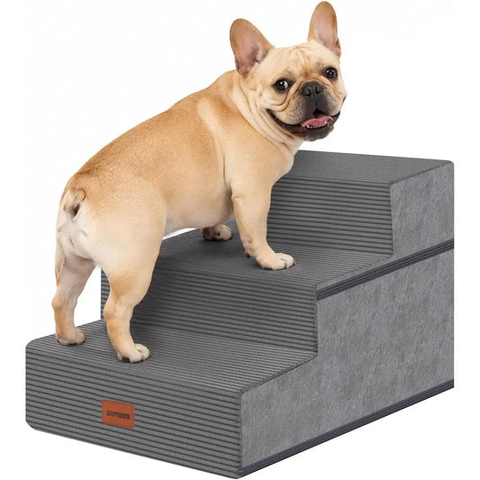 Dog Stairs or Small Dogs, 13.5 H, 3-Step Pet Steps for Bed Couch Sofa and Chair, Non-Slip Balanced Pet Steps for Injured & Senio