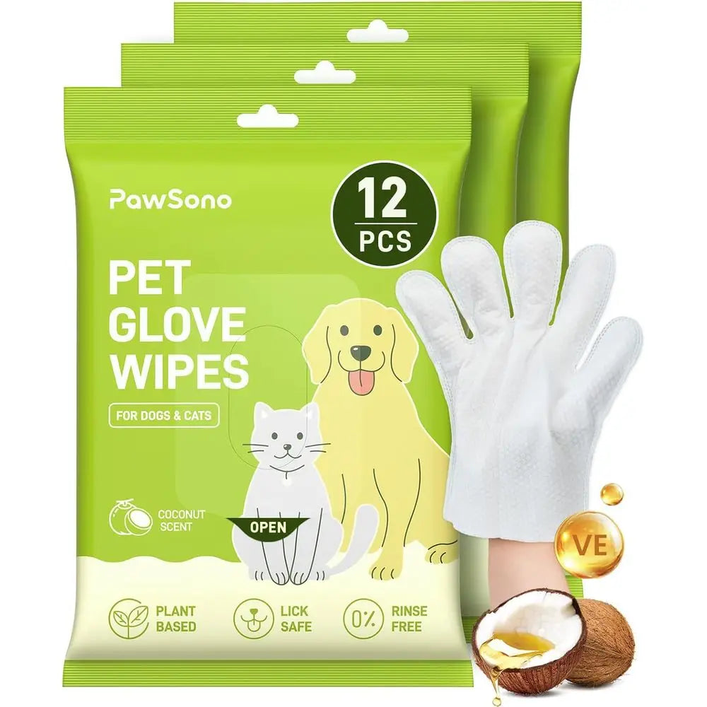 Hypoallergenic Pet Glove Wipes For Dogs Cats No Rinse Deodorizing