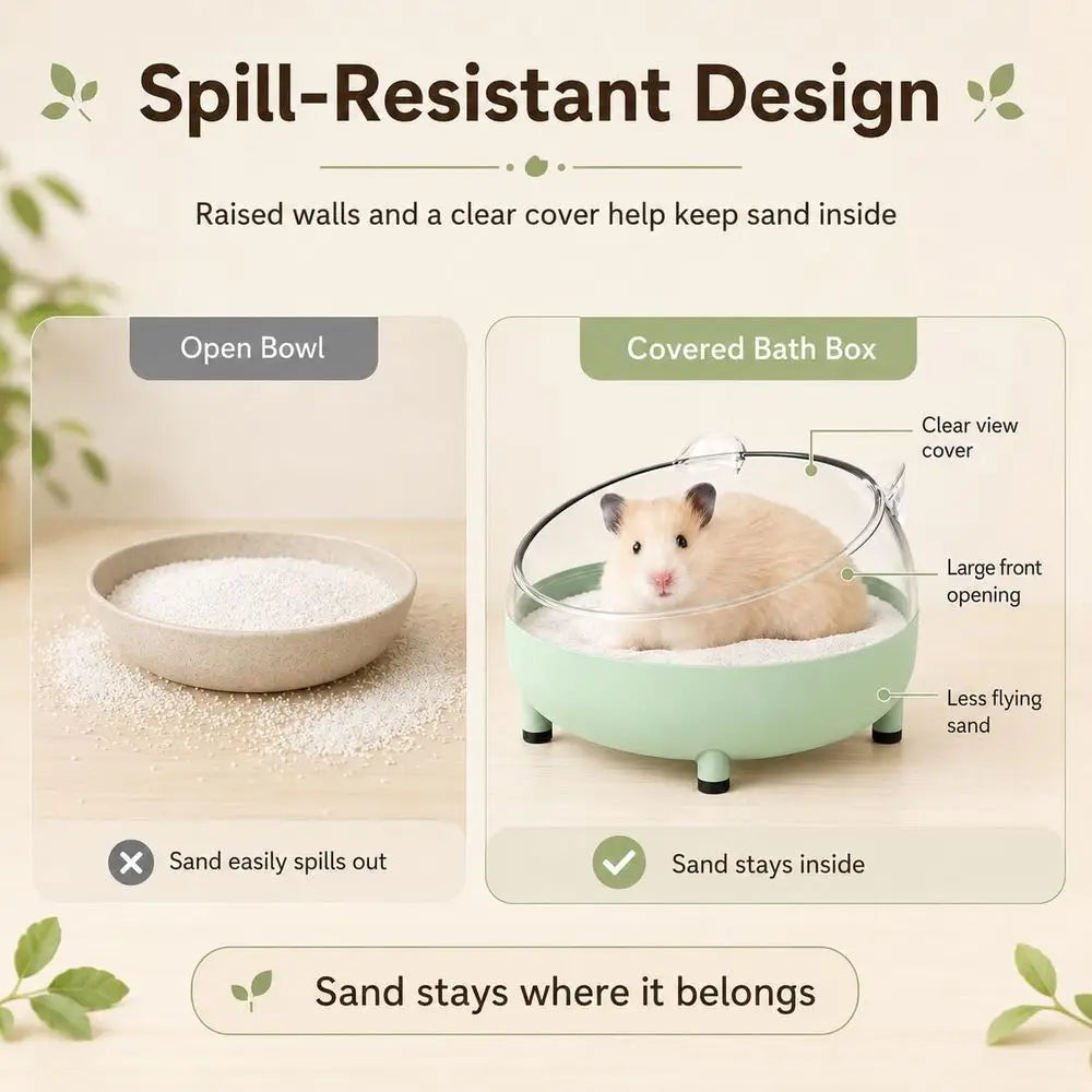 Hamster Sand Bath Container, Large Sandbox Toilet Gerbil Batheoom, Tiny Chinchilla Dust Bathtub Sand Bath Box or Hamster Cage Ac