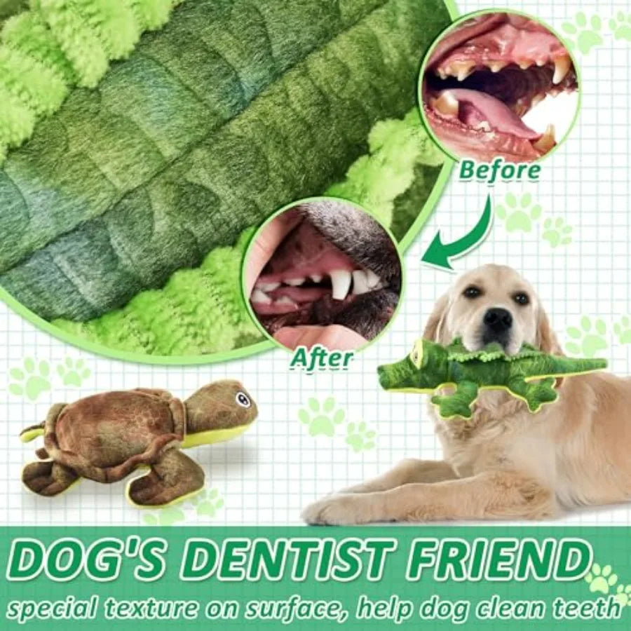 Stuffed Animal Dog Toys, 5 Pack Tough Squeaky Dog Toys, Plush Toys Assortment, Great Value Pet Toys Bundle, Woodland Series Che