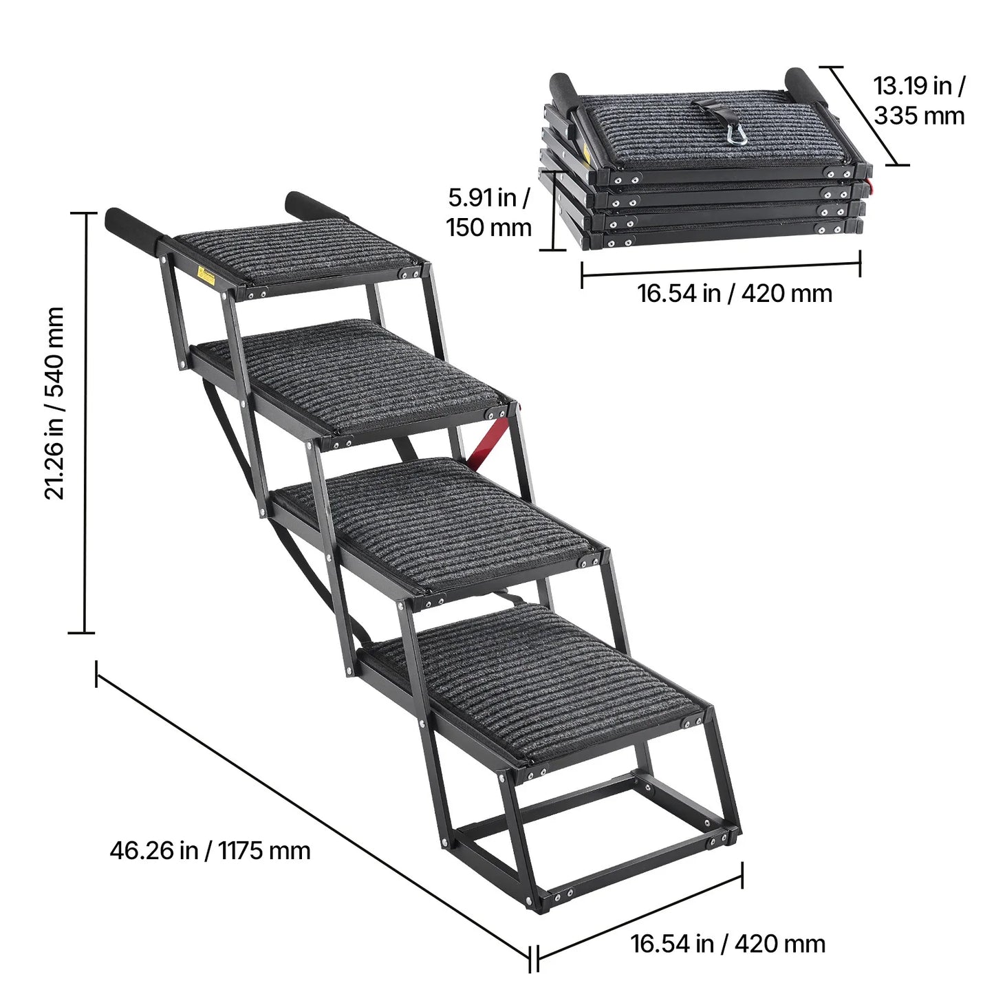 SucceBuy Dog Stairs for Car 4/5 Steps Extra Wide Foldable Dog Ramp for Large Dogs Portable Lightweight Pet Ladder for Car Truck