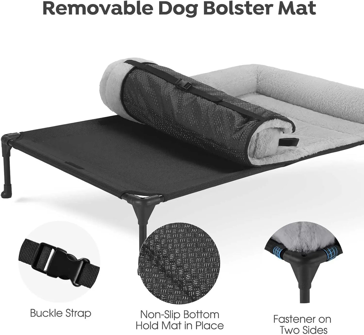Elevated Orthopedic Dog Bed With Bolster And Removable Washable Mat