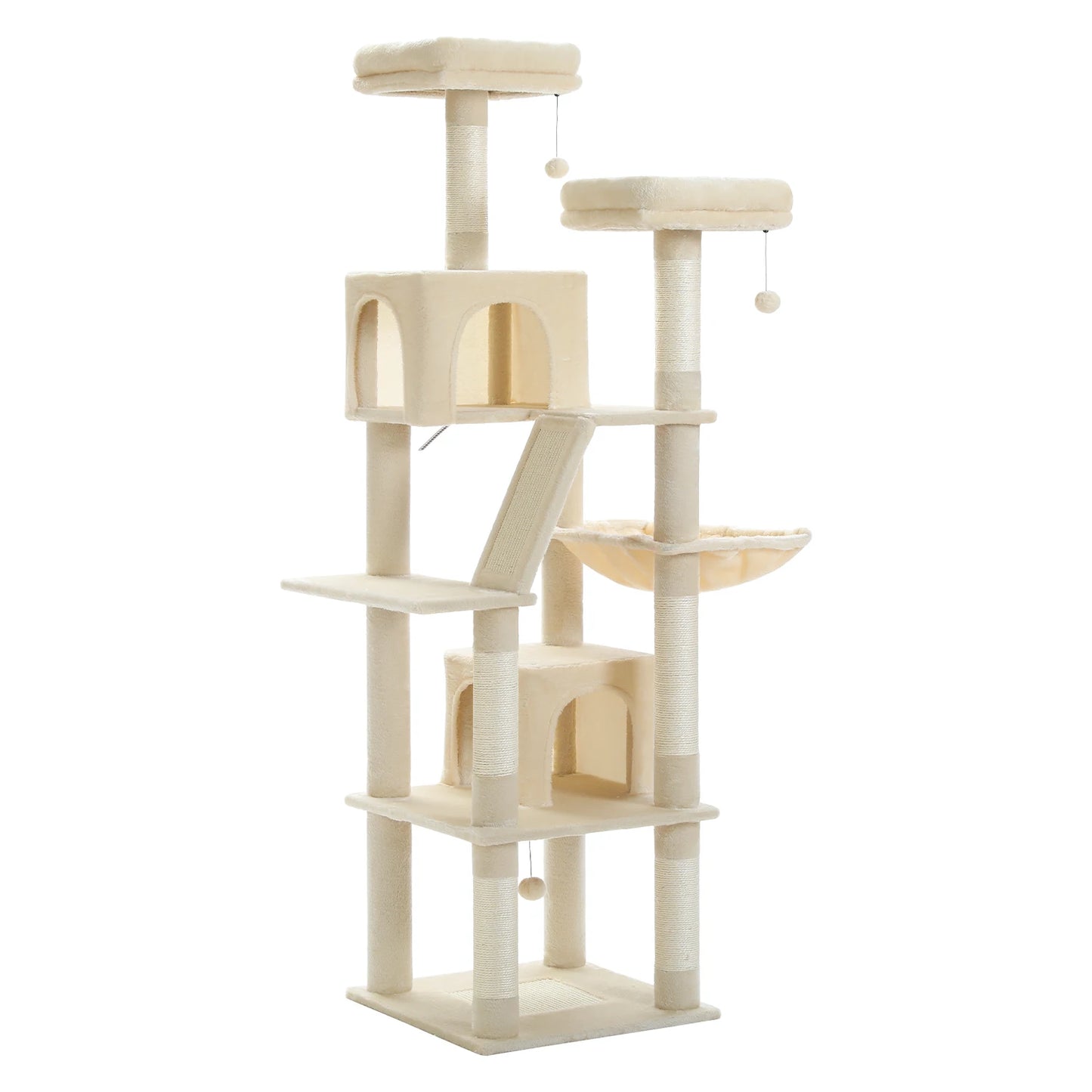 Sturdy Multi-Level Cat Tree Tower with Natural Sisal Scratching Posts,Cozy Hammock&Condo, Large Top Perch, and Fun Dangling Ball