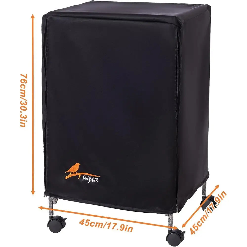 Small Bird Cage Cover Black Night Black-Out Cover Birdcage with Roo Top Durable Breathable Washable Material (17.9 L x 17.9 W x