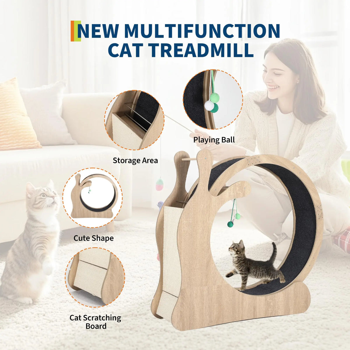 DishyKooker Cat Wheel Indoor Exercise Running Wheel With Scratching Board