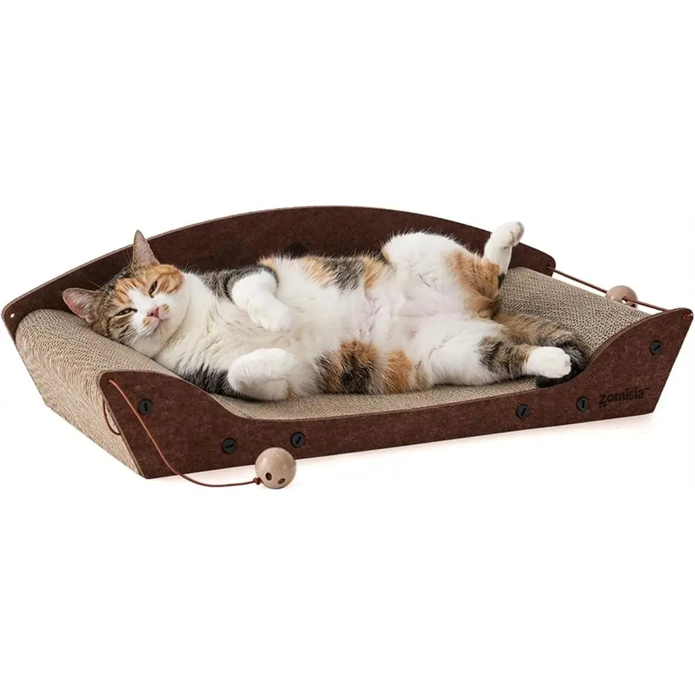 26'' Cardboard Cat Scratcher Bed - Large Scratcher Couch or Indoor Cats, Orthopedic Scratching Board, Lounger Scratching Couch