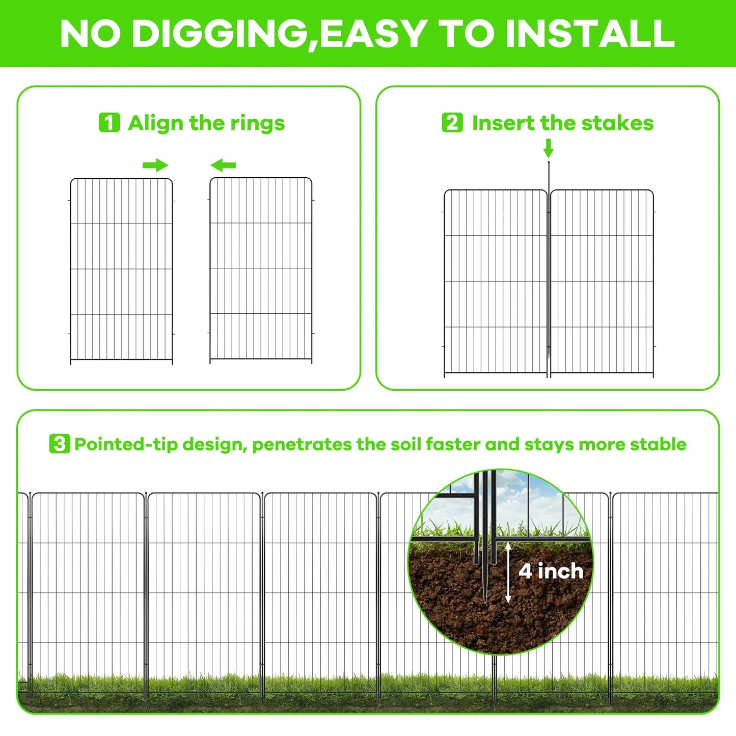 Garden Fence Metal No Dig Barrier For Yard Dog Playpen