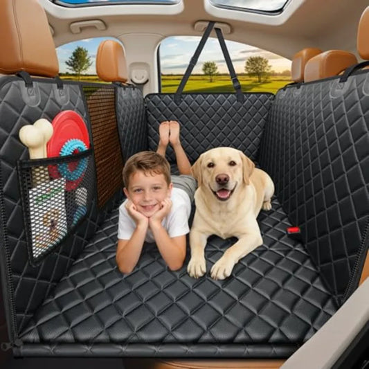 Backseat Extender for Dogs - Hard Bottom Dog Car Seat Cover for Back Seat, Dog Hammock for Car and SUV, Pet Rear Seat Protector