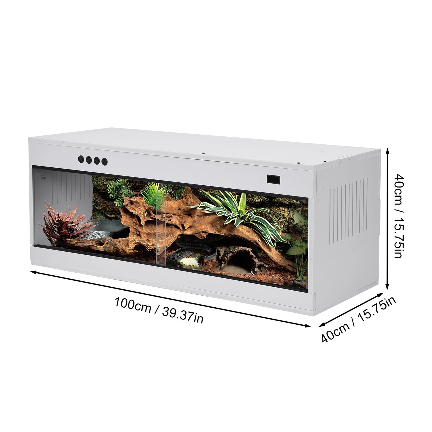 Reptile Terrarium, PVC Enclosure, Stackable Reptile Enclosure Tempered Glass Bearded Dragon Tank, for Amphibians Reptilians Arachnids Pets Habitat