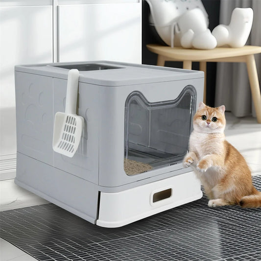 Stainless Steel Enclosed Cat Litter Box With Lid Top Entry
