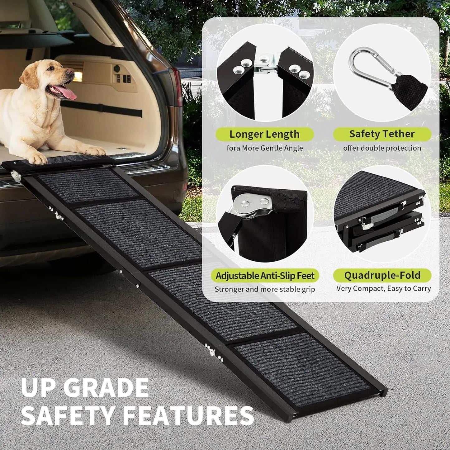 HiMISSDog Upgraded Folding Pet Ramp For Cars Non Slip Portable