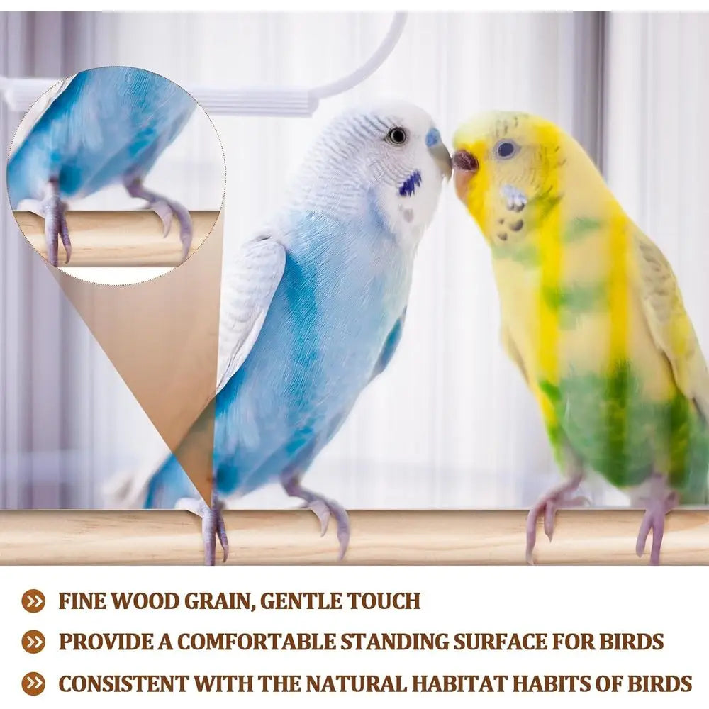 8 Pcs Bird Perches or Cage Accessories, Wooden Perch Rods Replacement with Double Slots, 0.6 Inch Diameter Natural Wood Stand fo