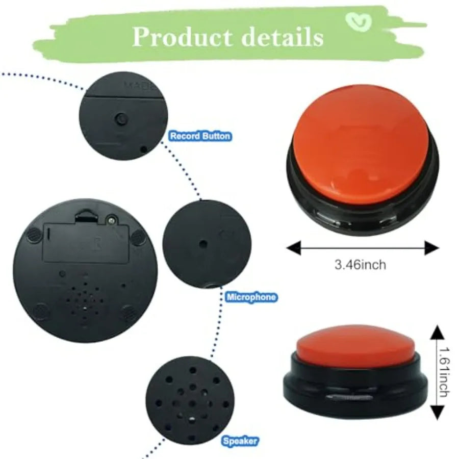 Set of 4 Dog Buttons for Communication, Voice Recordable Buttons for Classroom, Dog Training Talking Buttons Starter Set, Pet E
