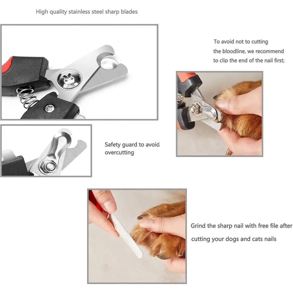 Nail Clippers and Trimmers Set Safety Guard to Avoid Over Cutting Blades Grooming Tool for All Small Large Dog Cat Red
