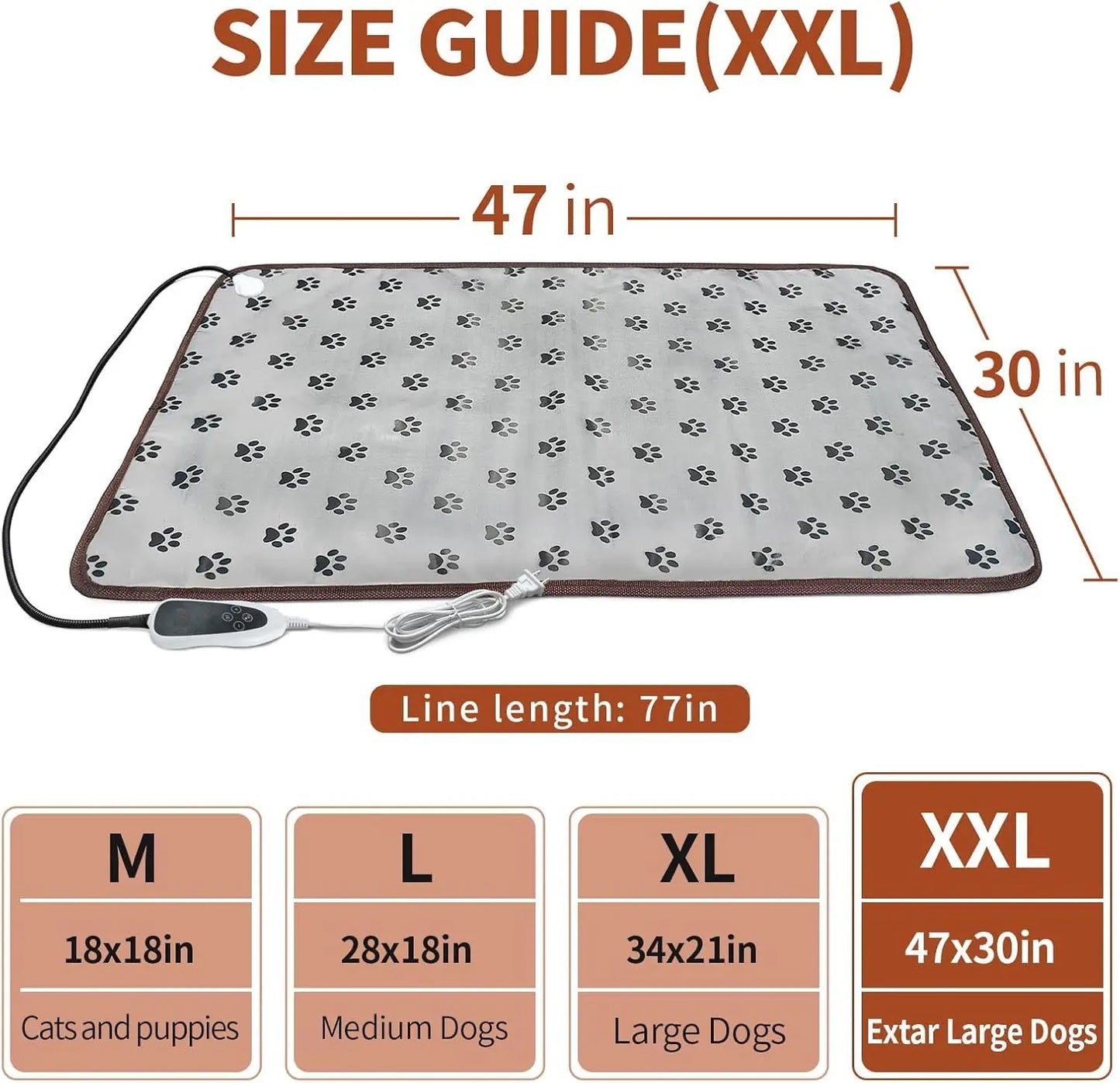 Extra Large Dog Heating Pad with Smart Thermostat, Waterproof and UL Certified for Safety
