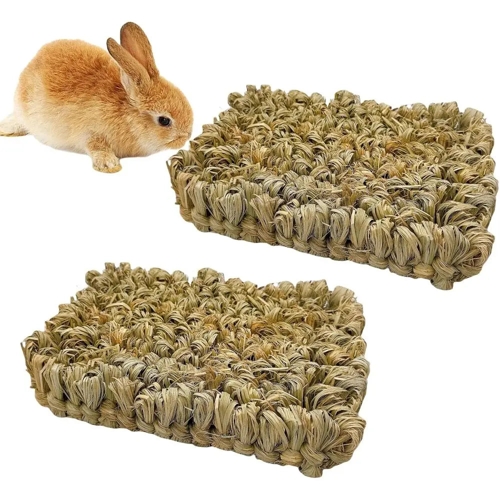 Grass Bed 2PCS Guinea Pig Hay Mat Bunny Natural Woven Bedding Sleng Grinding Nesting Chewing Toy Rabbit Guinea Pig Chinchilla He