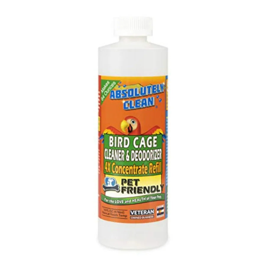 Absolutely Clean Amazing Bird Cage Cleaner and Deodorizer - Just Spray/Wipe - Safely and Easily Removes Bird Messes Quickly and