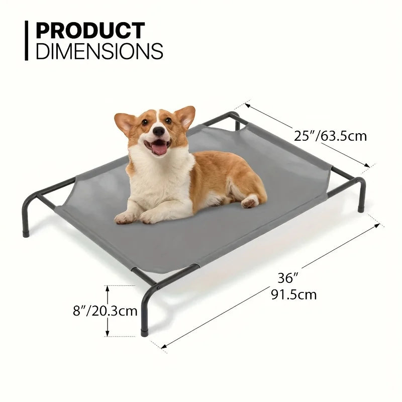 Cooling Elevated Dog Bed with Washable Breathable Mesh - Heavy-Duty Metal Frame, Portable Raised Dog Cot with No-Slip Feet - Indoor/Outdoor Bed for Large, Medium, Small Dogs - Easy Assembly And Space-Saving Design