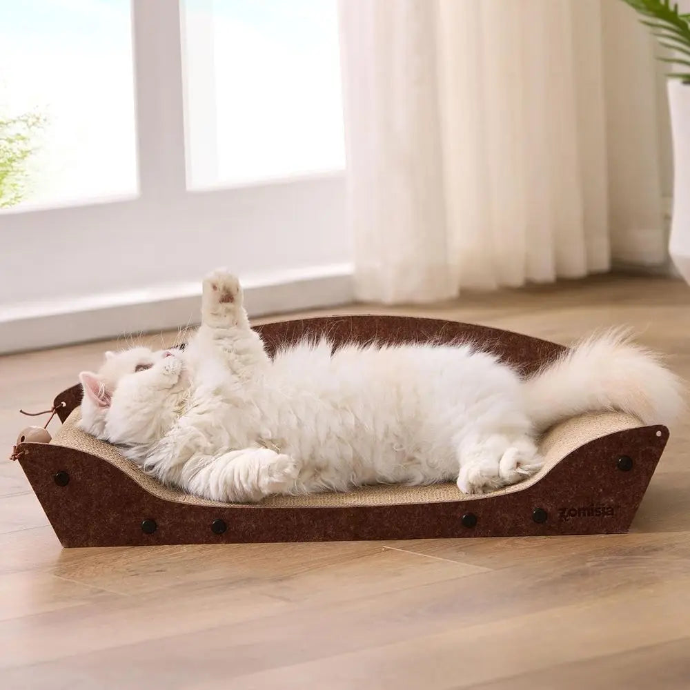 26'' Cardboard Cat Scratcher Bed - Large Scratcher Couch or Indoor Cats, Orthopedic Scratching Board, Lounger Scratching Couch