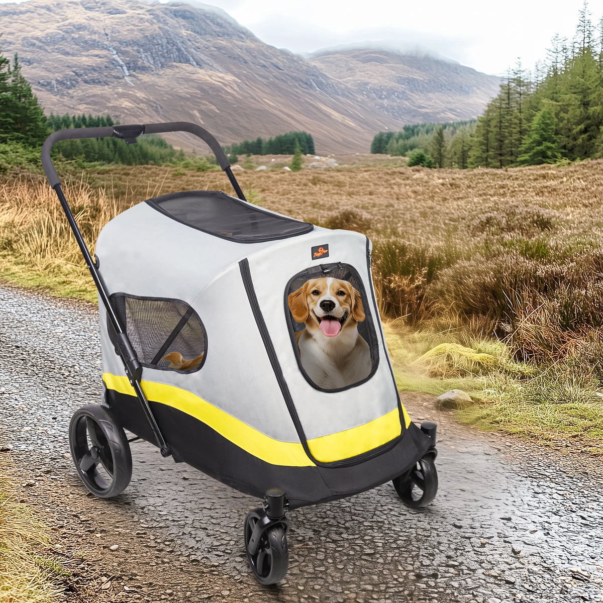 Portable Dog Stroller All Terrain Dual Entry For Small Dogs