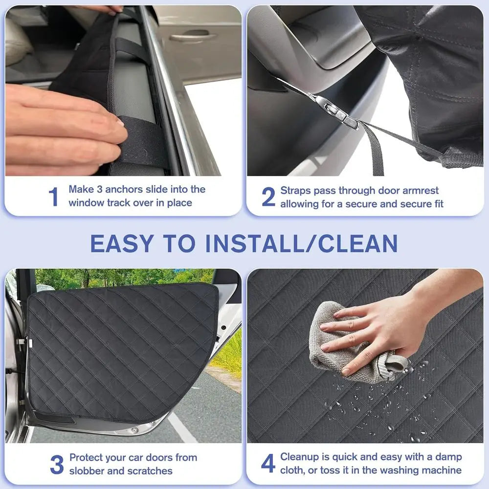Car Door Protector 2-Pack, Protects from Dog Scratches, 900D Heavy Duty Thick Fabric, Window Roll Compatible & No Tint Damage, S