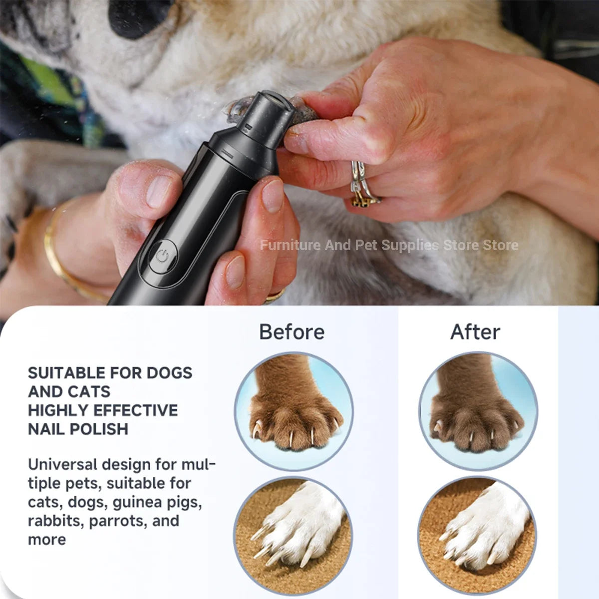 Dog Nail Grinder USB Rechargeable Pet Trimmer With Polisher Wheel