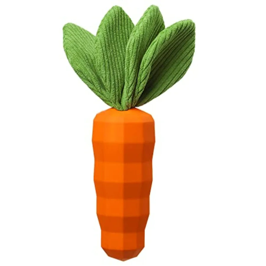 Dog Squeaky Chew Toys for Aggressive Chewers, Rubber Carrot Dog Toys for Training and Cleaning, Durable Interactive Tough Dog T