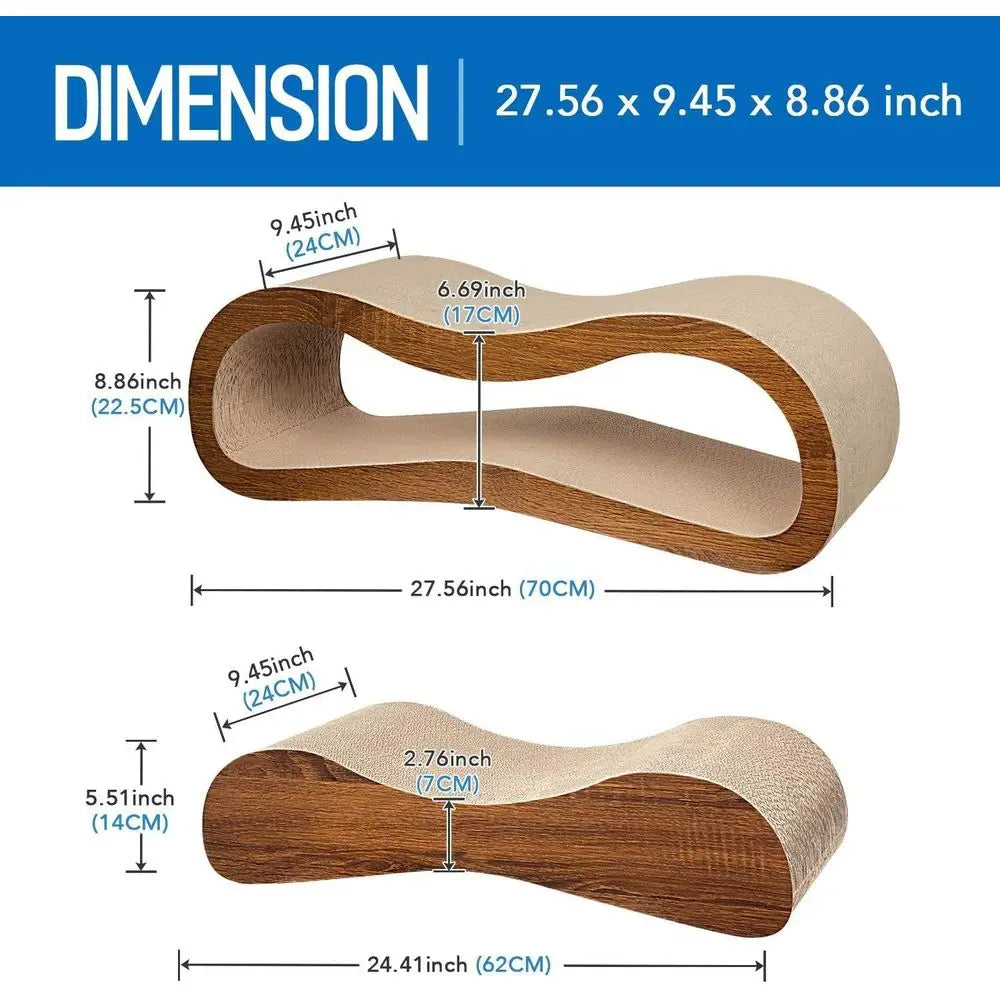 2 in 1 Deluxe Cat Scratching Board, Cardboard Scratch Lounger, Large, 27.56 x 9.45 x 8.86 inch