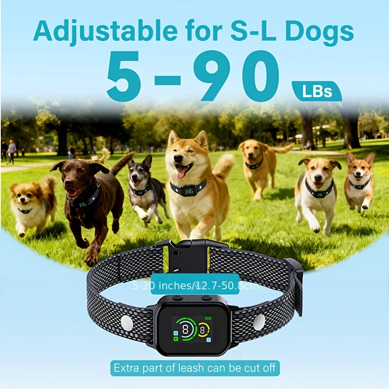 Dog Bark Stop Collar - USB Charging Intelligent Anti Bark Collar, 7-Level Sensitivity, No Electric Shock, Gentle And Safe, Does Not Harm Dogs, Dog Training Tool, Bark Deterrent, Durable Nylon, Adjustable Length, Suitable for