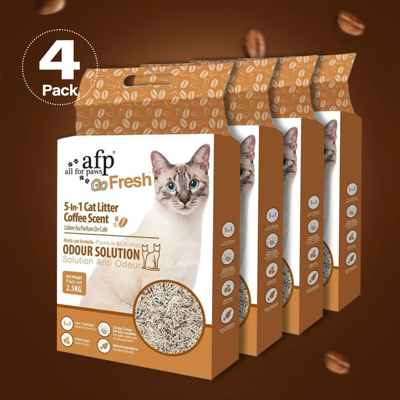 AFP Tofu Cat Litter With Coffee Flavor 5.5L For Each Pack Low Dust Quick Clumping Odor Control & Unscented Non-Toxic Coffee Scented Cat Litter