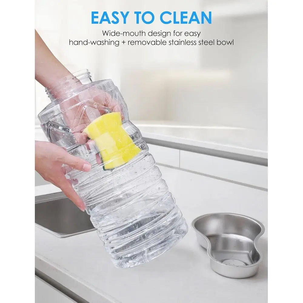 2.5 Gallon Automatic Dog Water Dispenser Wide Mouth Easy Hand-in Cleaning Removable Stainless Steel Bowl Gravity Reilling Large