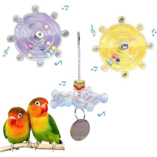 Bird Toys, Colorful Wheel, Interactive Spinner Rattle Parrot Toy, Cockatiel Toy or Bird Cage, Chewing Exercise or Conure, Budgie