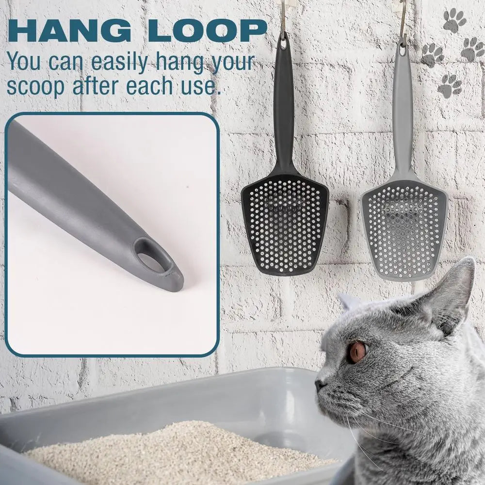 Set of 1 Cat Litter Scoop with Small Holes, Deep Sitting Shovel, Litter, Reptile Terrarium Sand & Rabbit Pooper Scoop, Hanging H