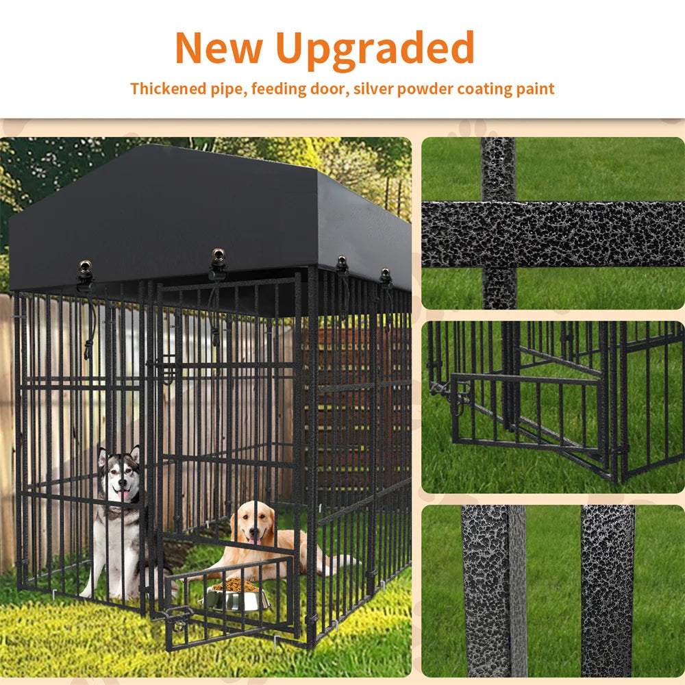 BORWART Heavy Duty Dog Kennel With Welded Metal Playpen Roof