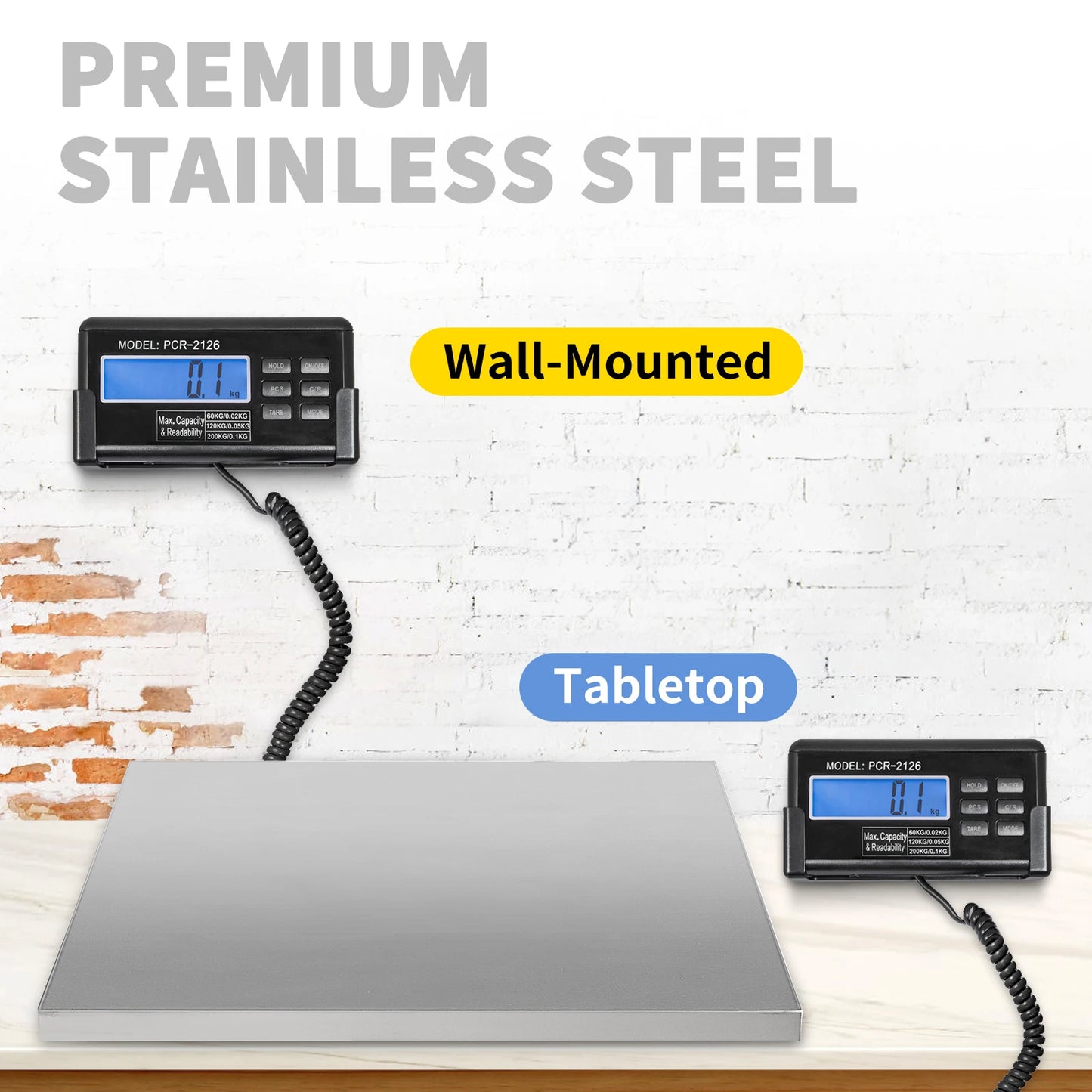 SucceBuy 1100/400/700Lbs Digital Livestock Scale Large Pet Vet Scale Stainless Steel Platform Elect Ronic Postal Shipping Scale