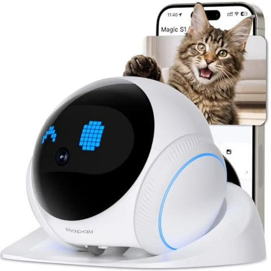 2026 Upgraded Pet Camera Movable 1080P, 2-Way Audio Cat/Dog Camera Robot, Night Vision, Battery-Operated, Auto-Recharge Smart C