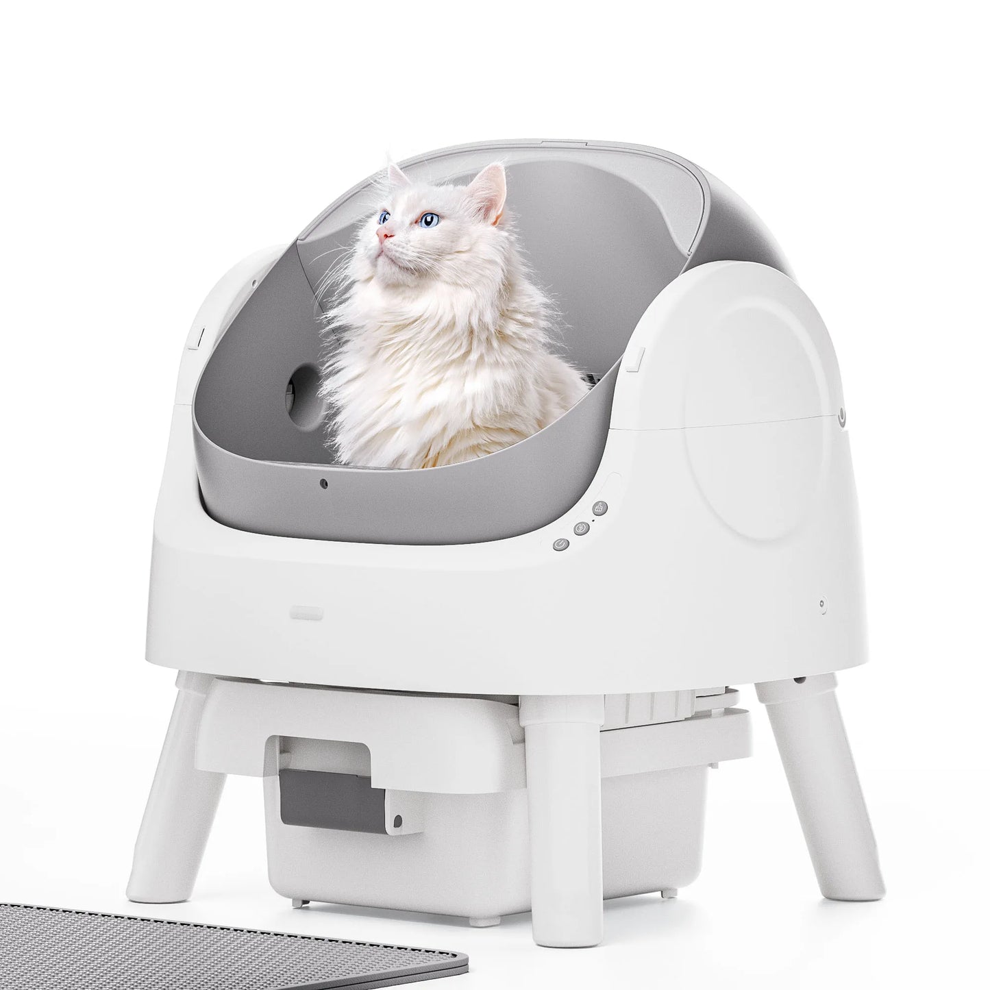 PetPivot AS11 Open-Top Automatic Self Cleaning Cat Litter Box with Safety Protection, Cat Litter Mat and Trash Bags Included