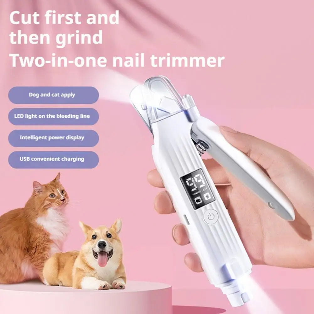 2-In-1 Electric Pet Nail Clipper With LED Light Rechargeable